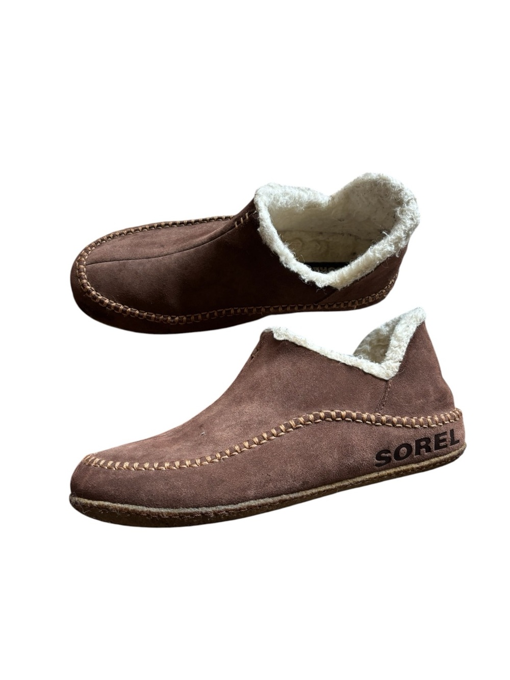 Sorel men's Manawan II slippers brown suede Sherpa cozy Nordic size 11 slip on
